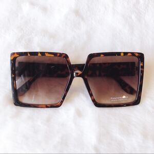 Molly Tortoise Brown Oversize Rectangle Sunglasses